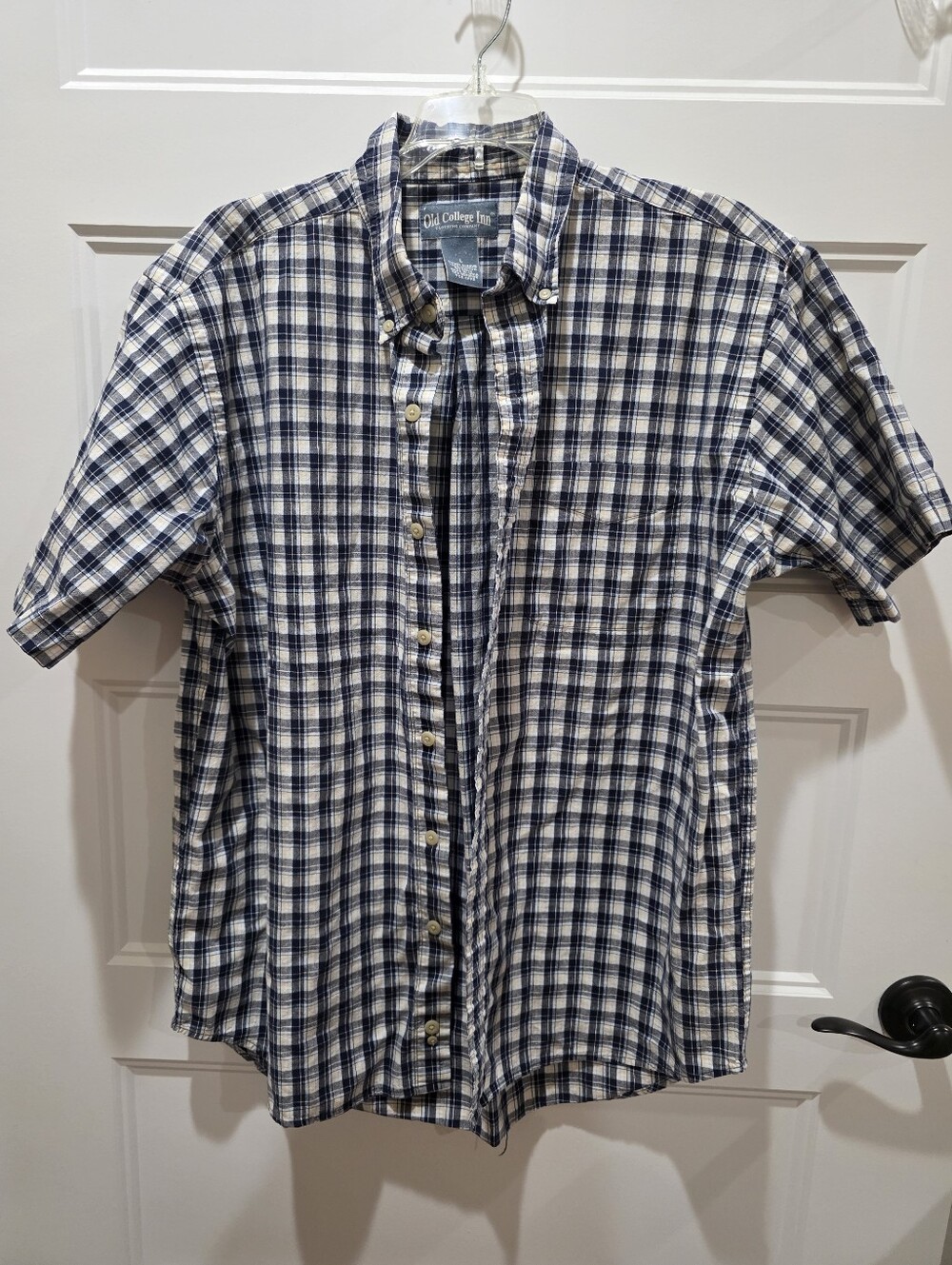 Old College Inn Clothing Company Men's Blue & White Plaid Button-Down Shirt